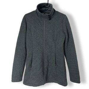 The North Face Women's Gray Quilted Fleece Pleated Turtleneck Jacket Coat